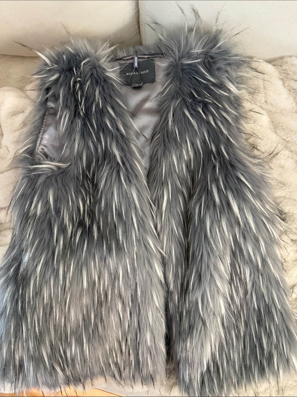 Gray Faux Fur Vest - Silver-Gray